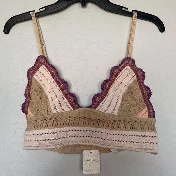 Free People Intimately Weekend Soft Pink Combo Crochet Bralette Top size Small - Picture 3 of 9